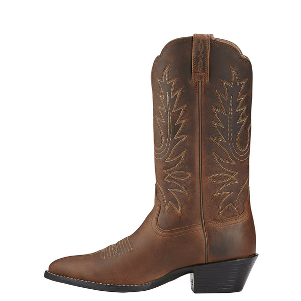 Heritage Western R Toe Distressed Brown side