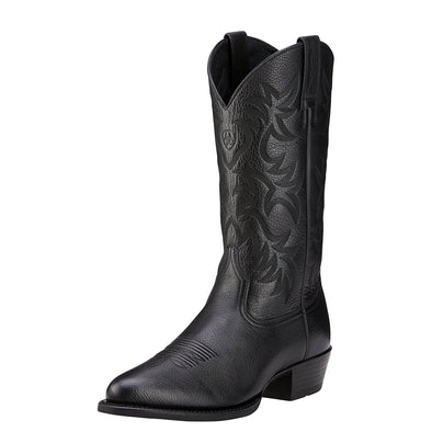 Ariat Men's Heritage Western R Toe Black Deertan 10002218