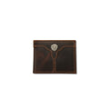 Ariat bifold wallet in distressed brown leather with a silver shield concho
