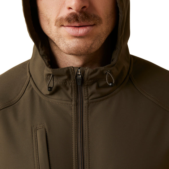 Rebar Stretch Canvas Softshell Hooded Logo Jacket