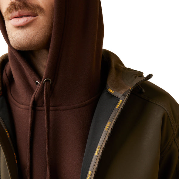 Rebar Stretch Canvas Softshell Hooded Logo Jacket