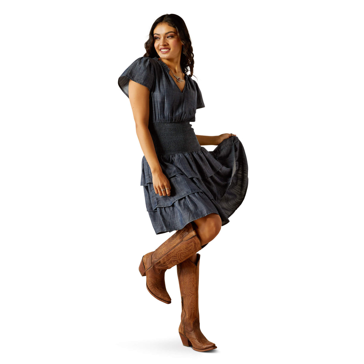 Ariat Stellar Dress in Medium Blue Chambray colour