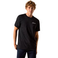 Man wearing a black Ariat t-shirt on a white background