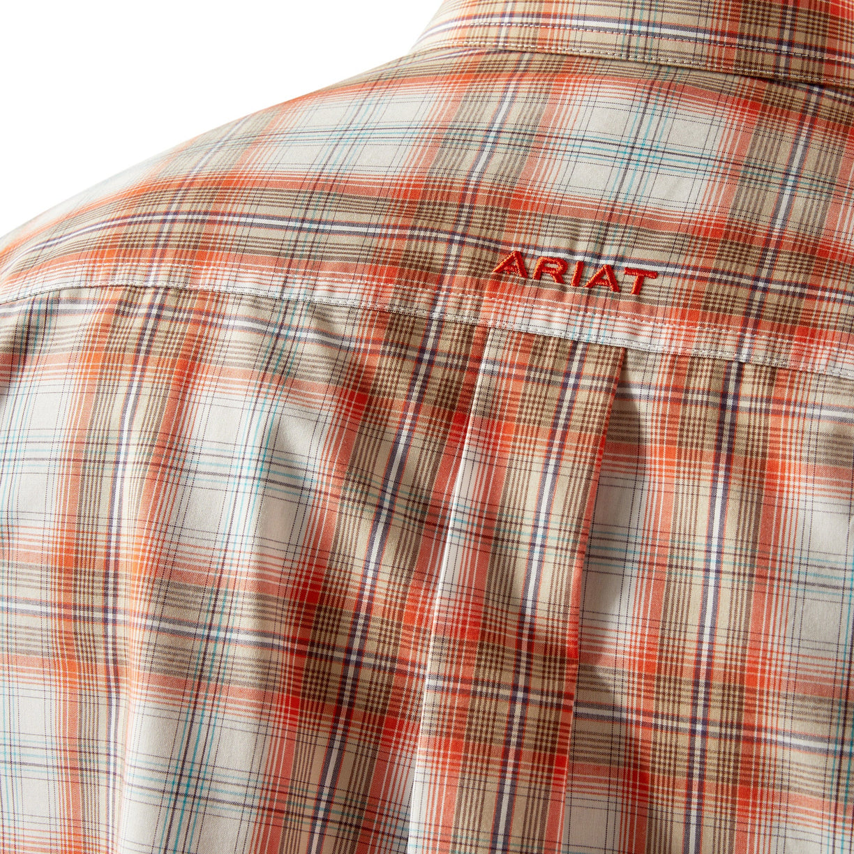 Plaid shirt with 'Ariat' logo on a white background