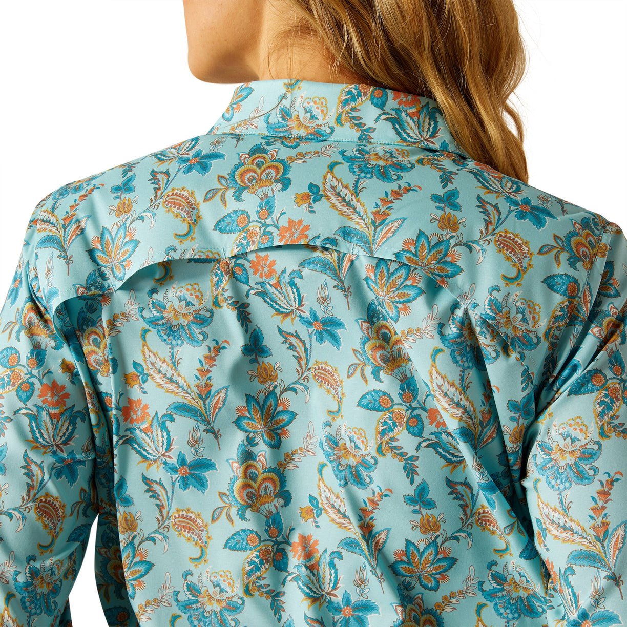 Close-up of a floral patterned shirt with a blurred background