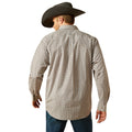 Man wearing a checkered shirt and cowboy hat on a white background