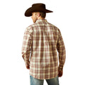 Man wearing a plaid shirt and cowboy hat on a white background
