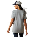 Person wearing a gray t-shirt and cap on a white background