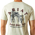 Beige t-shirt with Ariat logo and graphic on the back