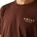 Brown t-shirt with 'Ariat Western Gear' logo on a white background
