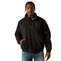 Man wearing a black jacket on a white background