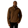 Man wearing a brown jacket on a white background