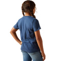 Person wearing a blue t-shirt and jeans on a white background