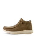 Brown suede shoe on a white background