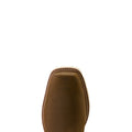 Brown leather boot sole on a white background