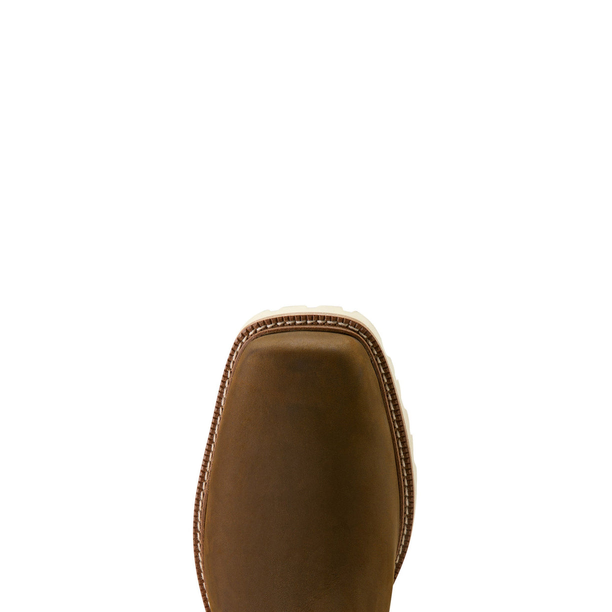 Brown leather boot sole on a white background