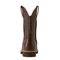 Brown leather cowboy boot on a white background