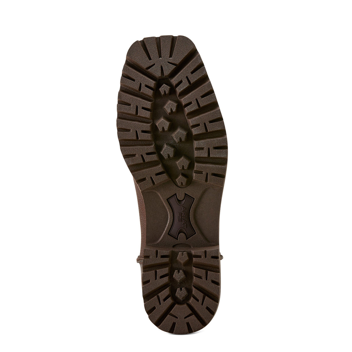 Close-up of a brown boot sole on a white background