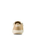 Tan sneaker with white sole on a white background