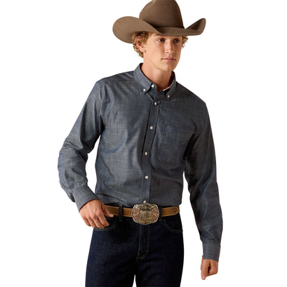 Wrinkle Free Ariat Solid Pinpoint Oxford Fitted Shirt