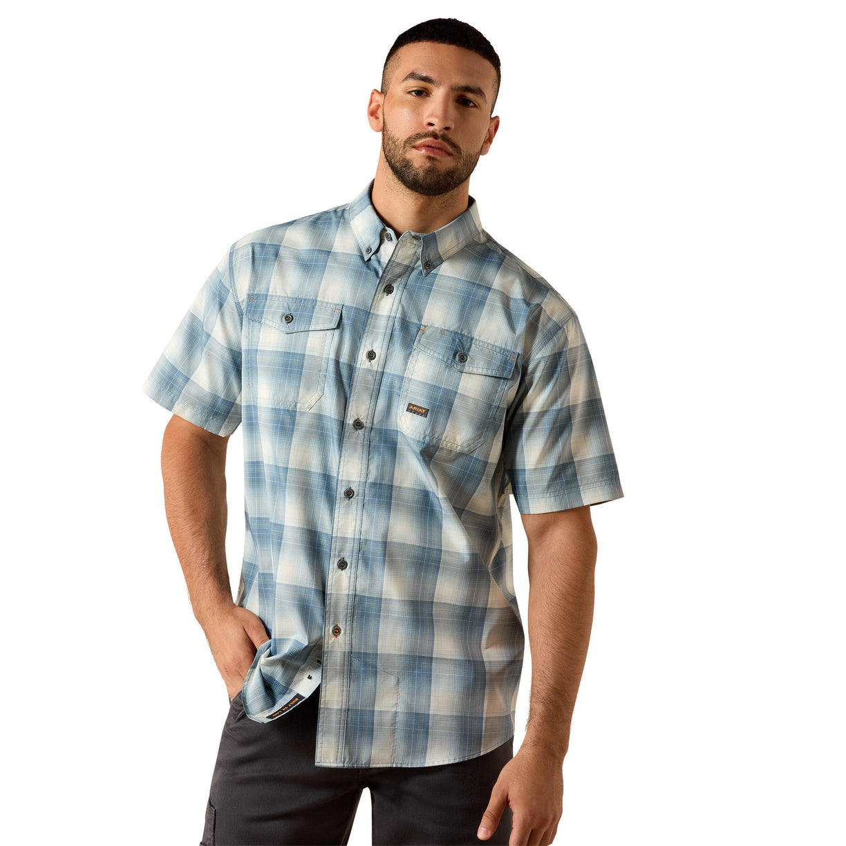 Ariat Rebar Made Tough VentTEK DuraStretch Work Shirt in Blue Plaid