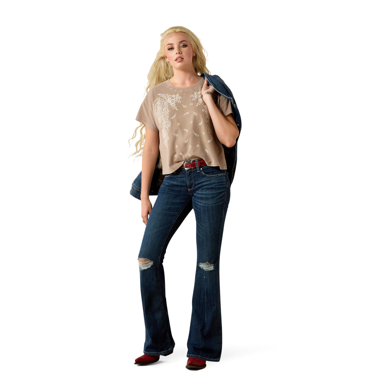 Paisley Boxy Crop T-Shirt