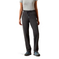 Person wearing dark gray pants on a white background