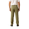 Person wearing olive green pants on a white background