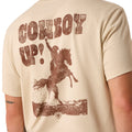 Beige t-shirt with 'Cowboy Up!' graphic and horse