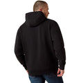 Man wearing a black hoodie from behind on a white background