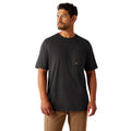 Ariat Rebar Cotton Strong Logo T-Shirt in dark charcoal with chest pocket