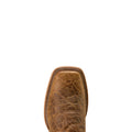 Brown leather boot sole on a beige background