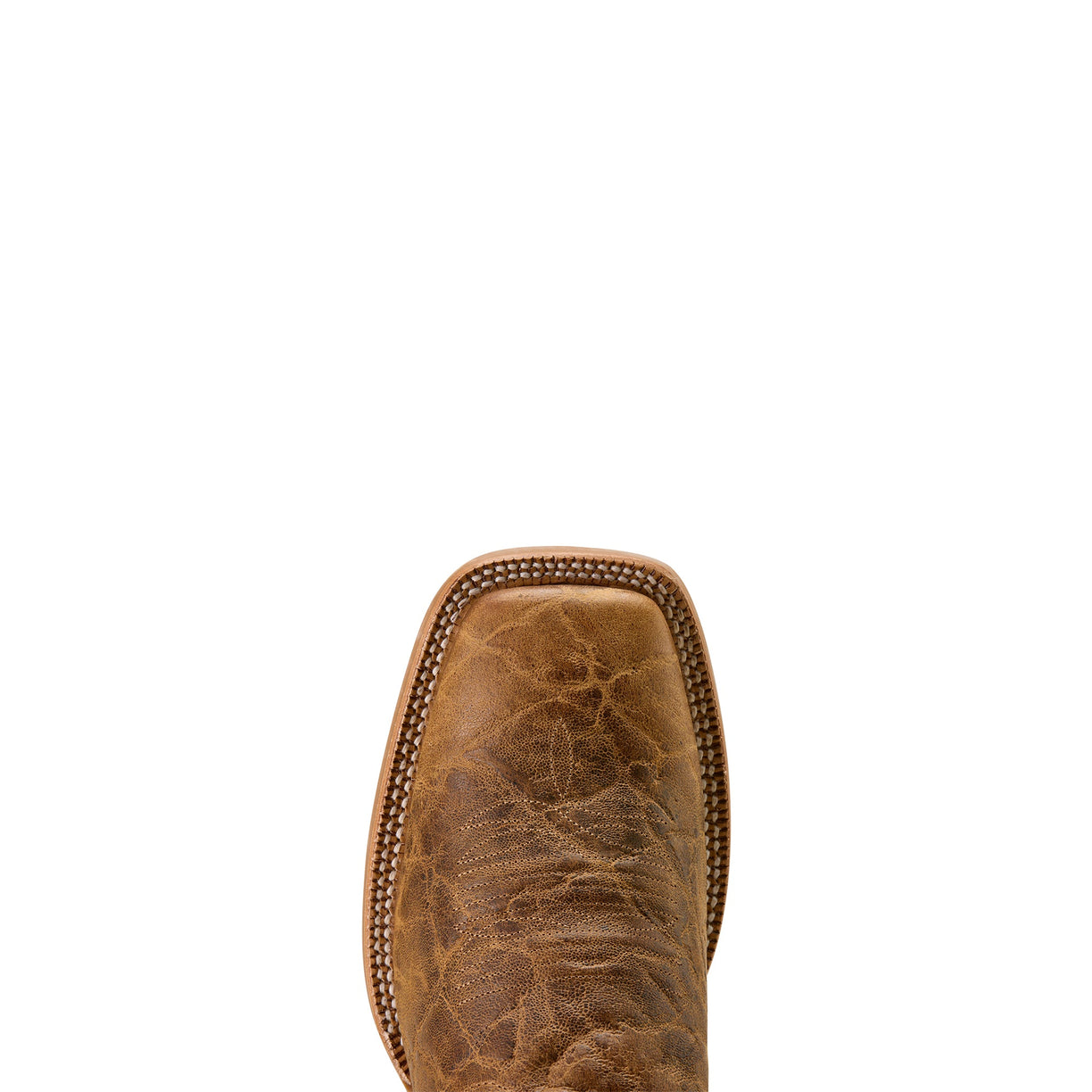 Brown leather boot sole on a beige background
