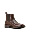 Brown leather Chelsea boot on a white background