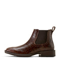 Brown leather Chelsea boot on a white background