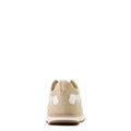Beige sneaker with white accents on a white background