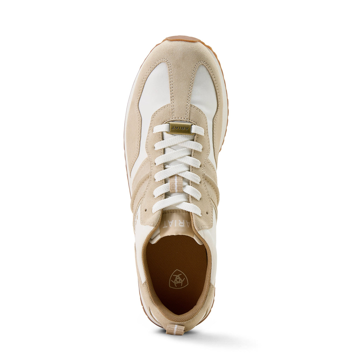 Beige and white sneaker on a white background