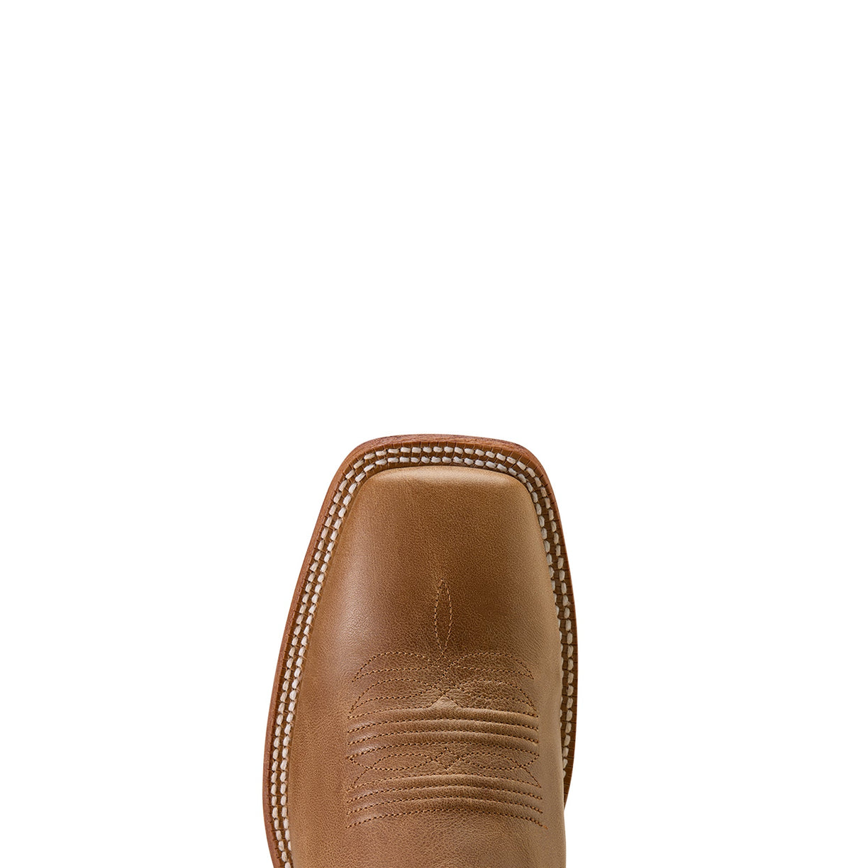 Close-up of a brown leather boot sole on a white background