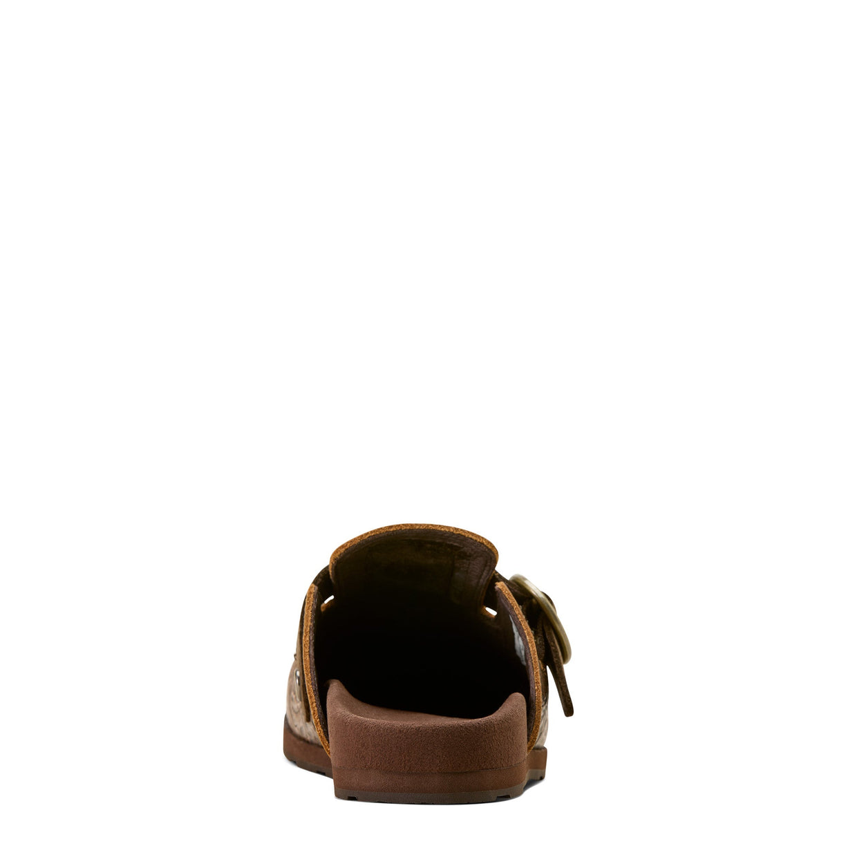 Brown leather shoe on a white background
