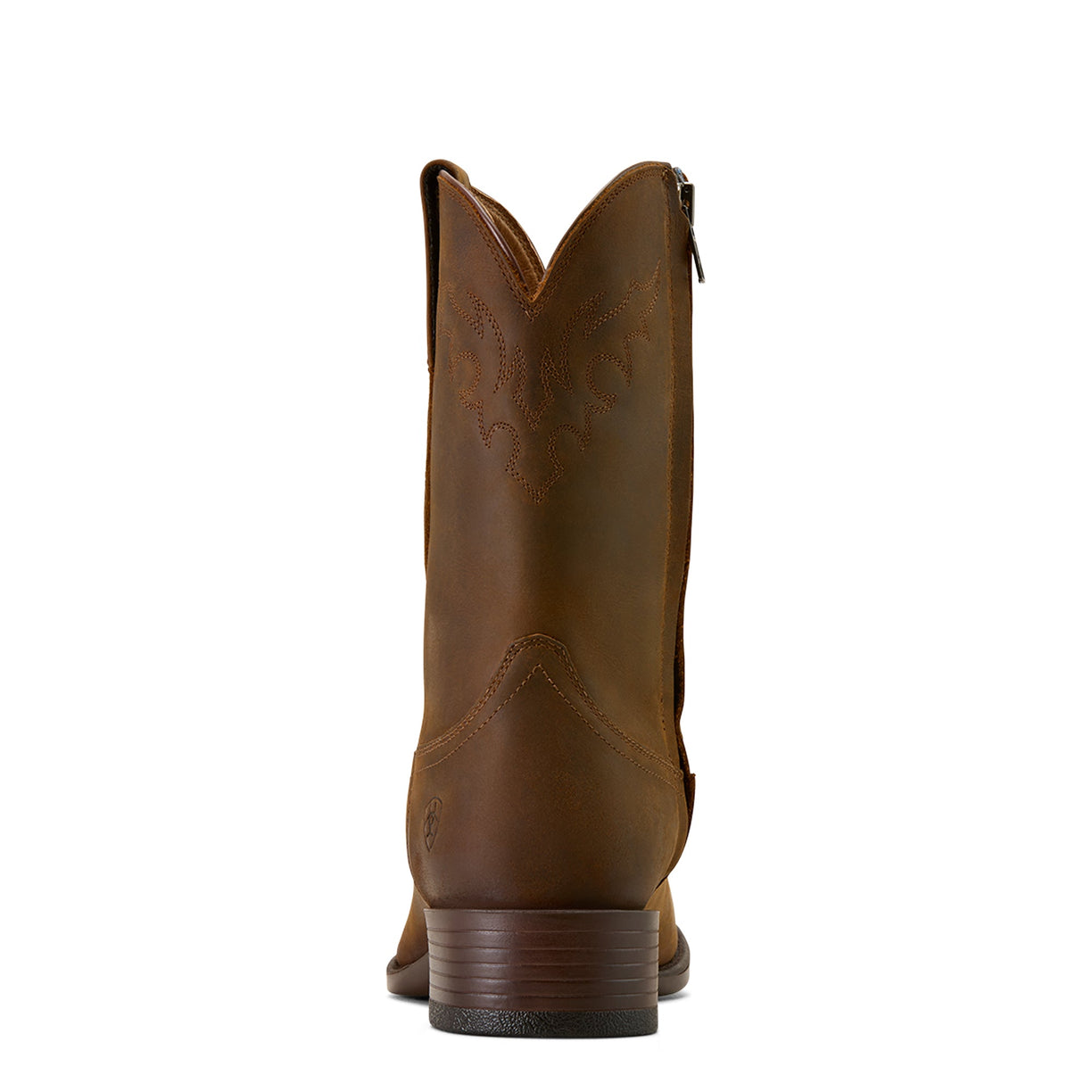 Brown leather boot on a white background