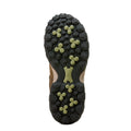 Close-up of a shoe sole with tread pattern on a white background
