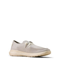 Light gray sneaker with white laces on a white background