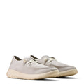 Pair of light gray sneakers on a white background