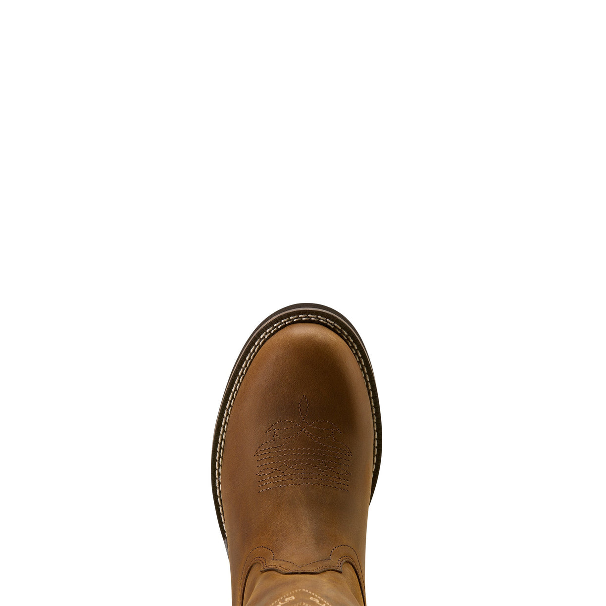 Brown leather boot on a white background