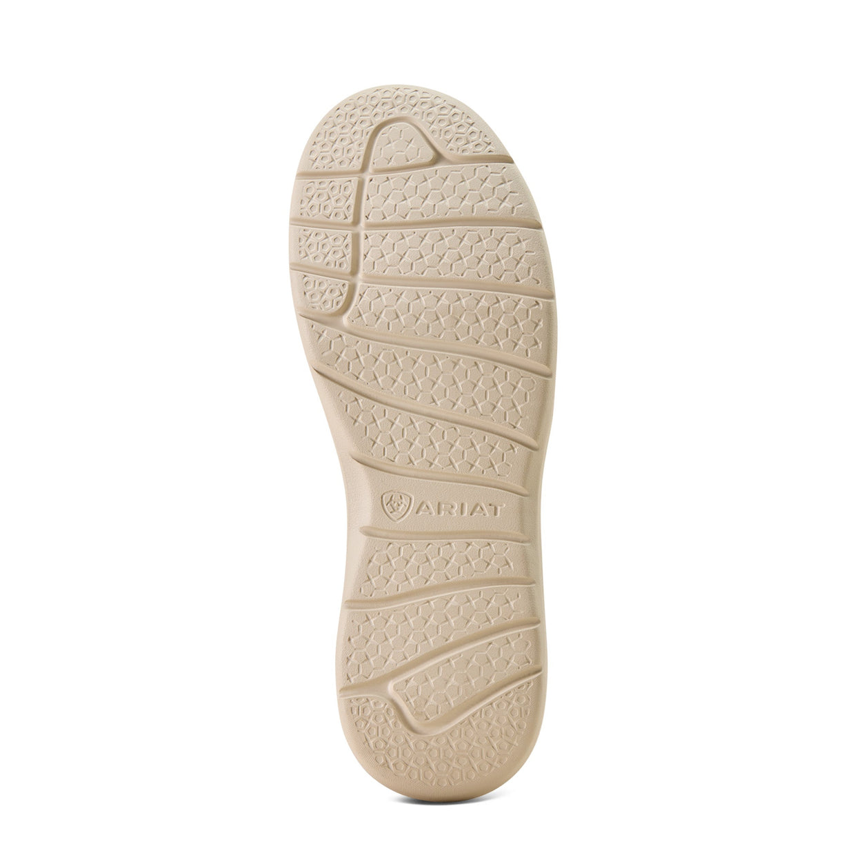 Beige shoe sole with brand logo on a white background