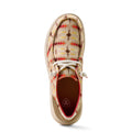 Beige shoe with patterned design on a white background