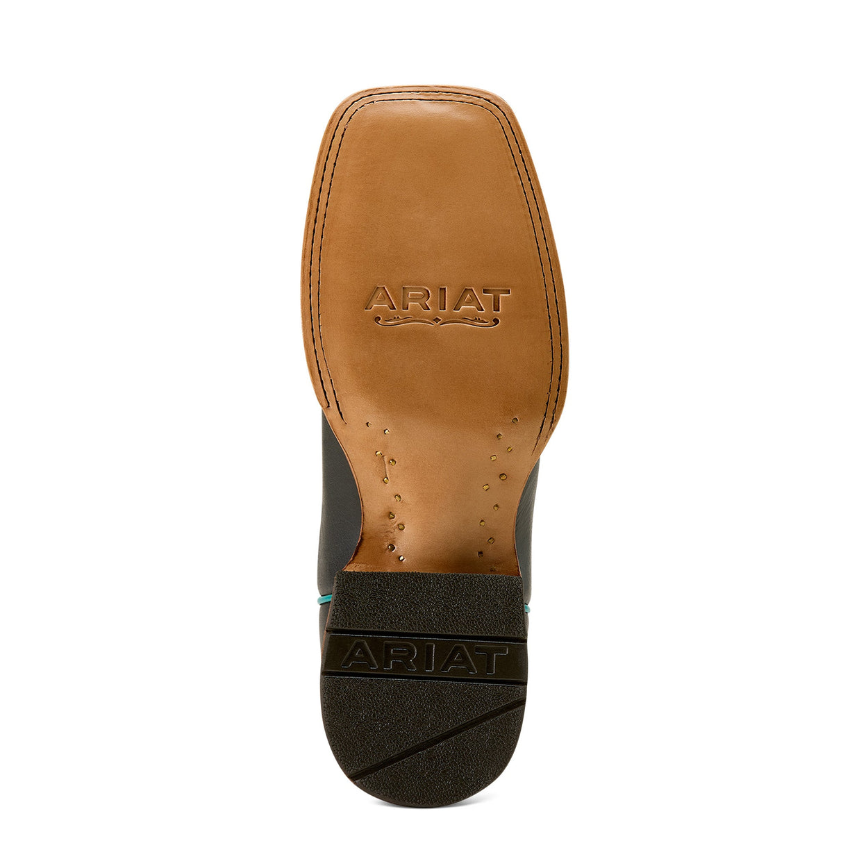 Back view of a boot sole with Ariat branding on a white background