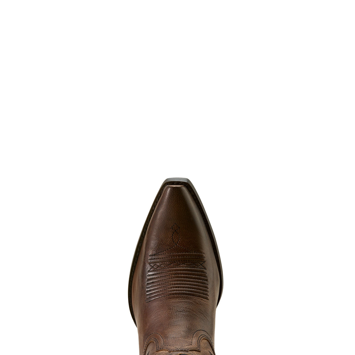Brown leather boot with a pointed toe on a white background