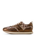 Brown sneaker with floral pattern on a white background