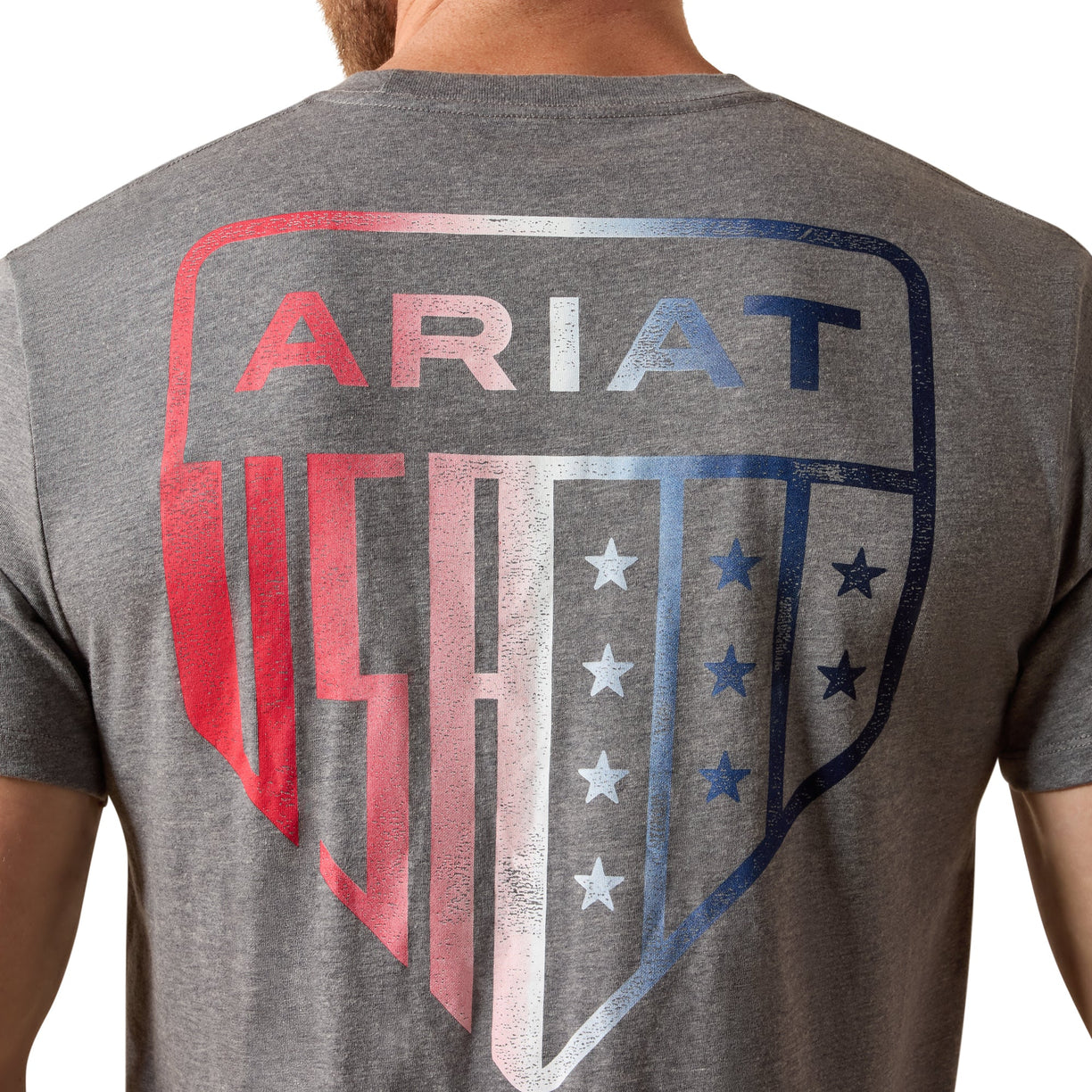 Gray t-shirt with Ariat USA logo on the back